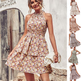 Women’s Boho Halter Backless Summer Dress
